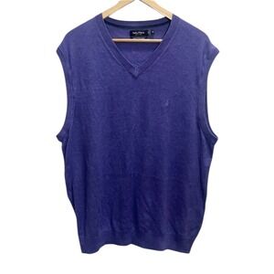 Nautica Mens V Neck Sleeveless Sweater Vest Purple XL Luxury Performance Golf